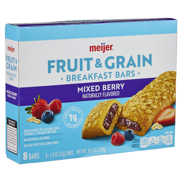 slide 8 of 29, Meijer Fruit & Grain Mixed Berry Breakfast Bar, 8 ct, 1.3 oz