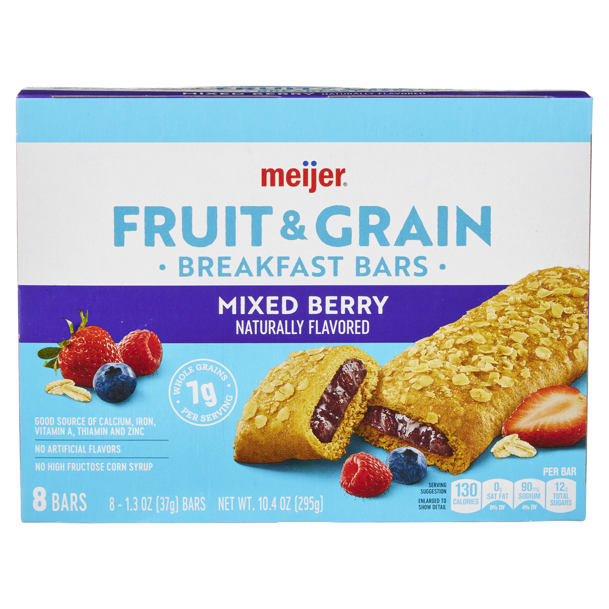 slide 1 of 29, Meijer Fruit & Grain Mixed Berry Breakfast Bar, 8 ct, 1.3 oz