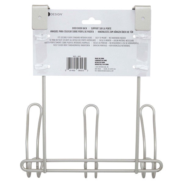 slide 4 of 5, InterDesign Classico Over-the-Door Satin Finish 3-Hook Towel Rack - Silver, 1 ct