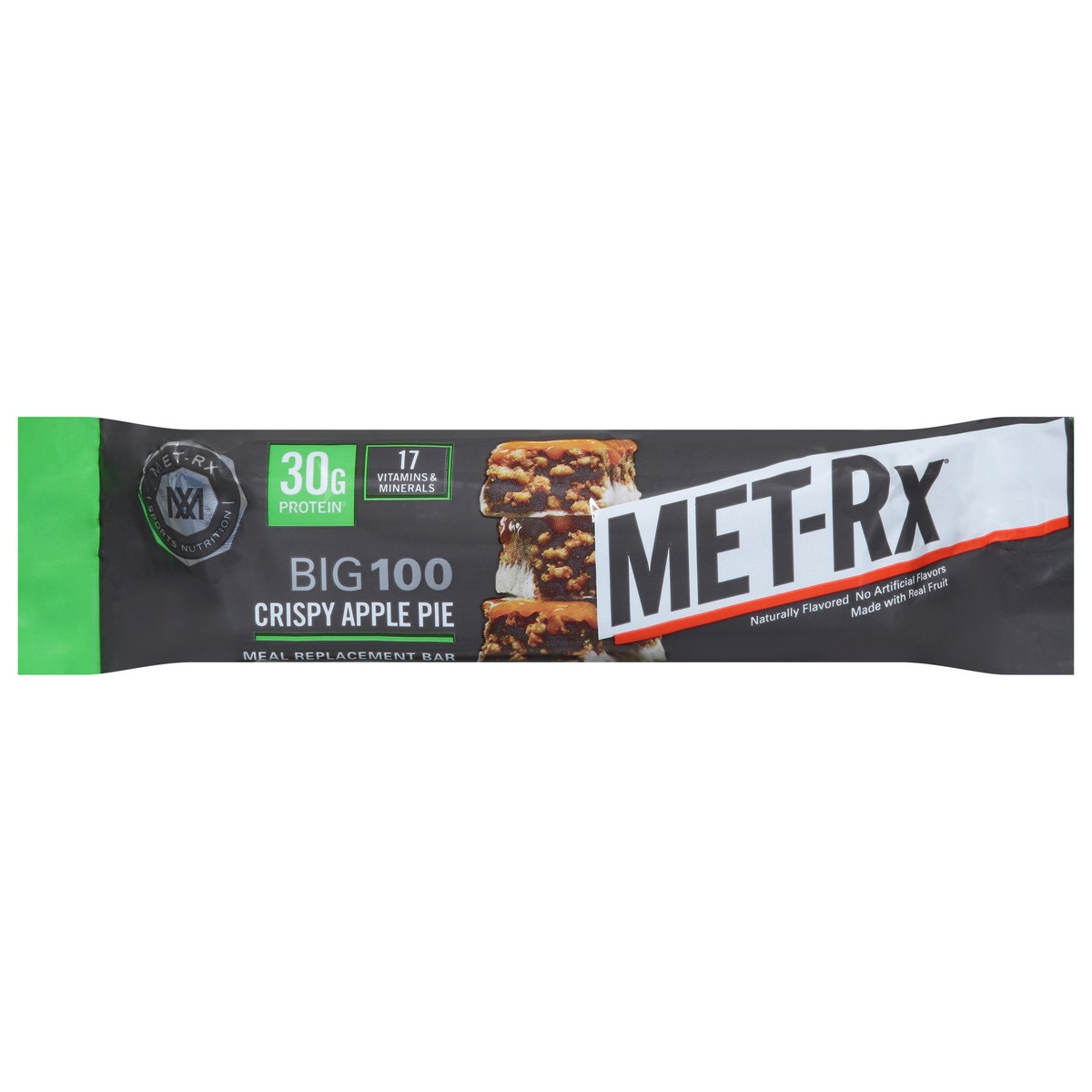 slide 1 of 9, MET-Rx Big 100 Crispy Apple Pie Meal Replacement Bar 3.52 oz, 3.52 oz