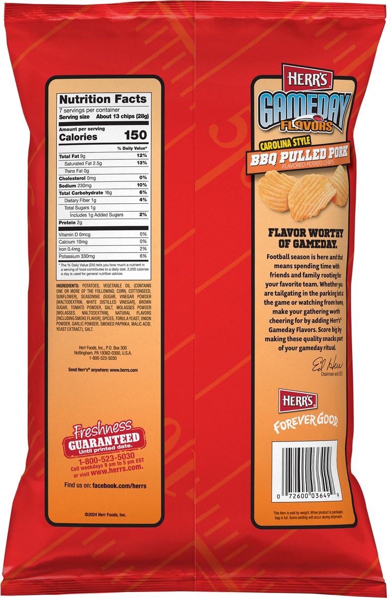 slide 6 of 13, Herrs Chip Bbq Pulled Pork, 7 oz