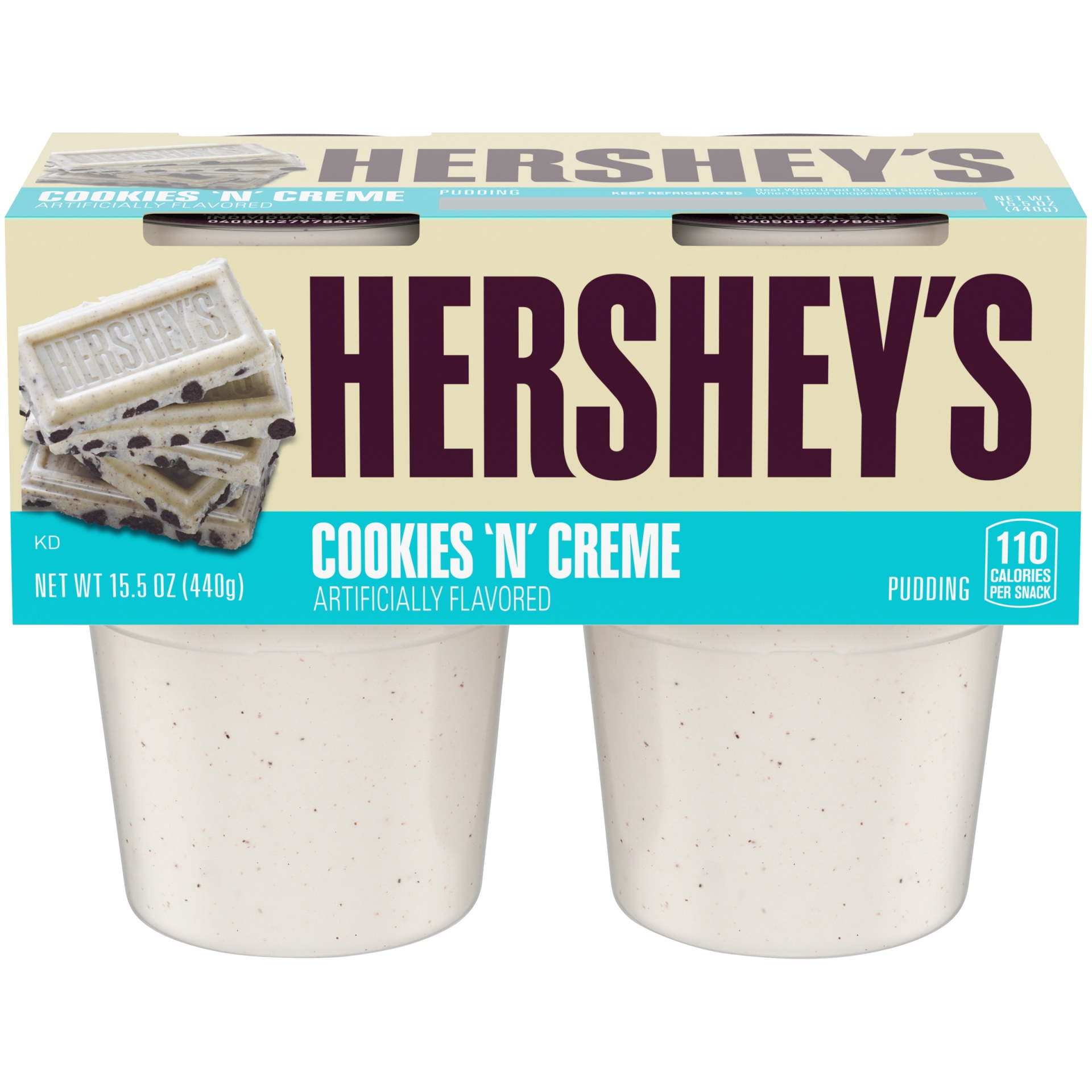 slide 1 of 6, Hershey's Cookies'N' Crème Ready-to-Eat Pudding Cups Snack Cups, 15.5 oz