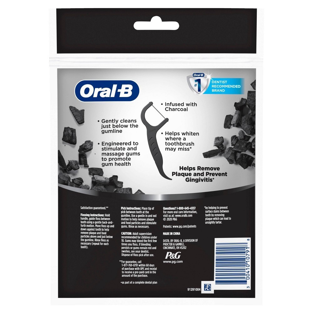 slide 4 of 4, Oral-B Charcoal Mint Floss Picks 75 ea, 75 ct