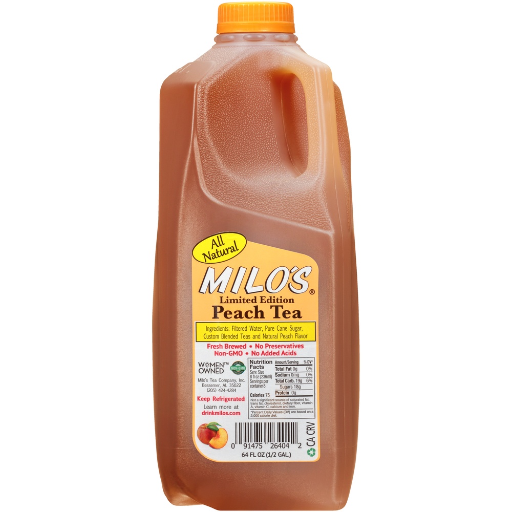 slide 1 of 1, Milo's Milos Peach Tea - 64 oz, 64 oz