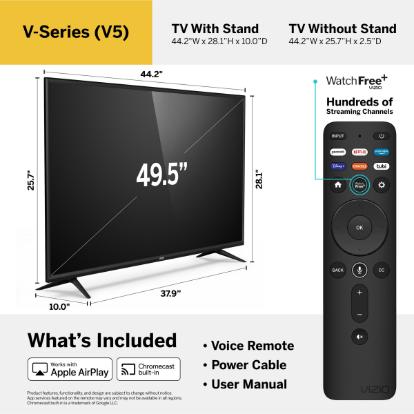 slide 8 of 22, VIZIO V-Series 50" Class (49.5" Diag.) 4K HDR Smart TV, 50 in