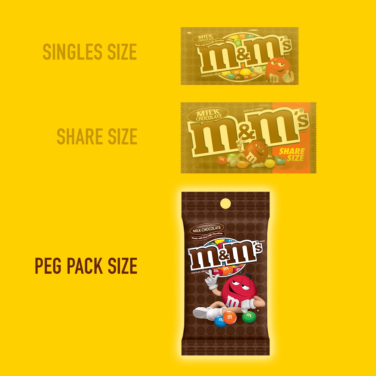 slide 3 of 8, M&M's Milk Chocolate Candy Peg Bag, 5.3 oz, 5.3 oz