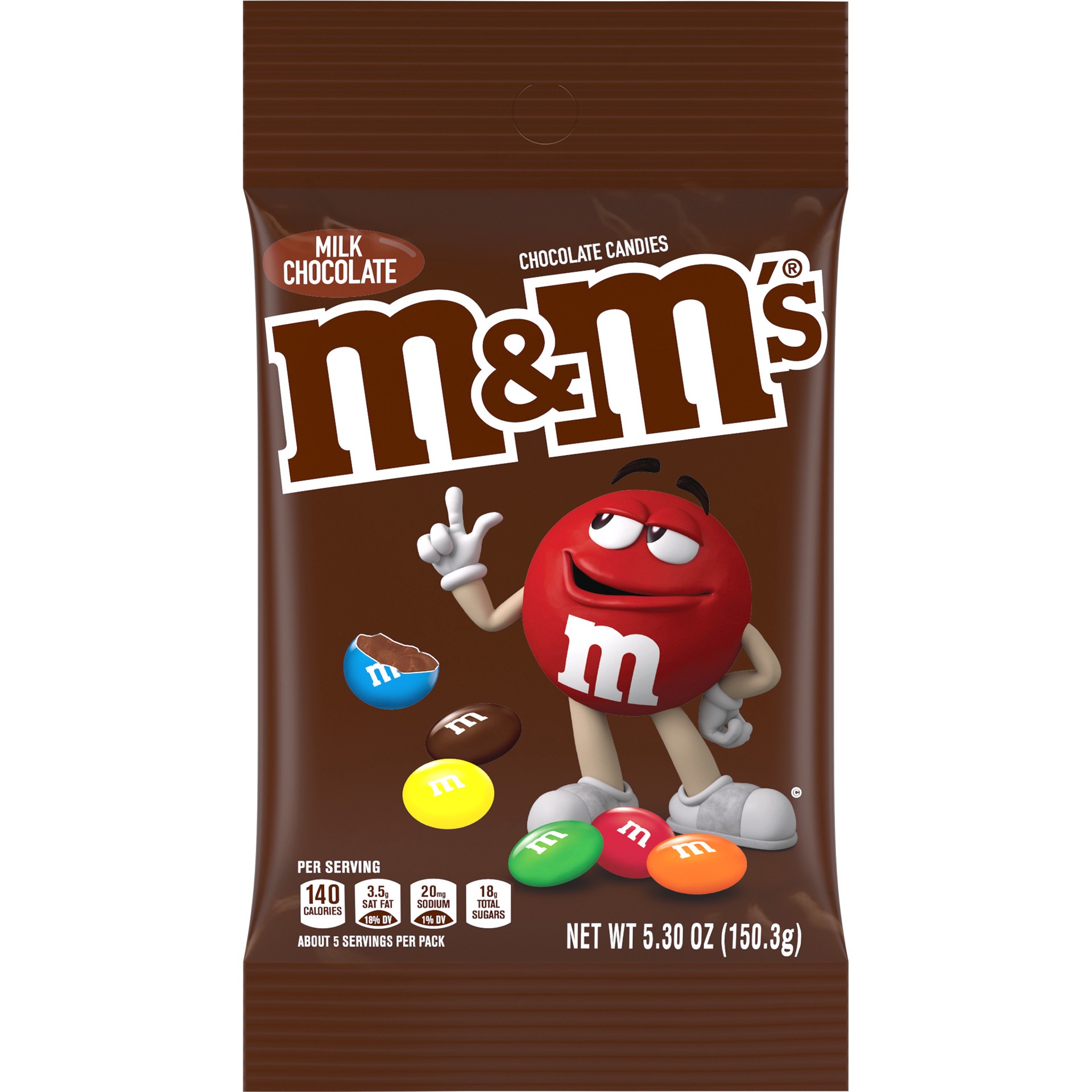 slide 1 of 8, M&M's Milk Chocolate Candy Peg Bag, 5.3 oz, 5.3 oz
