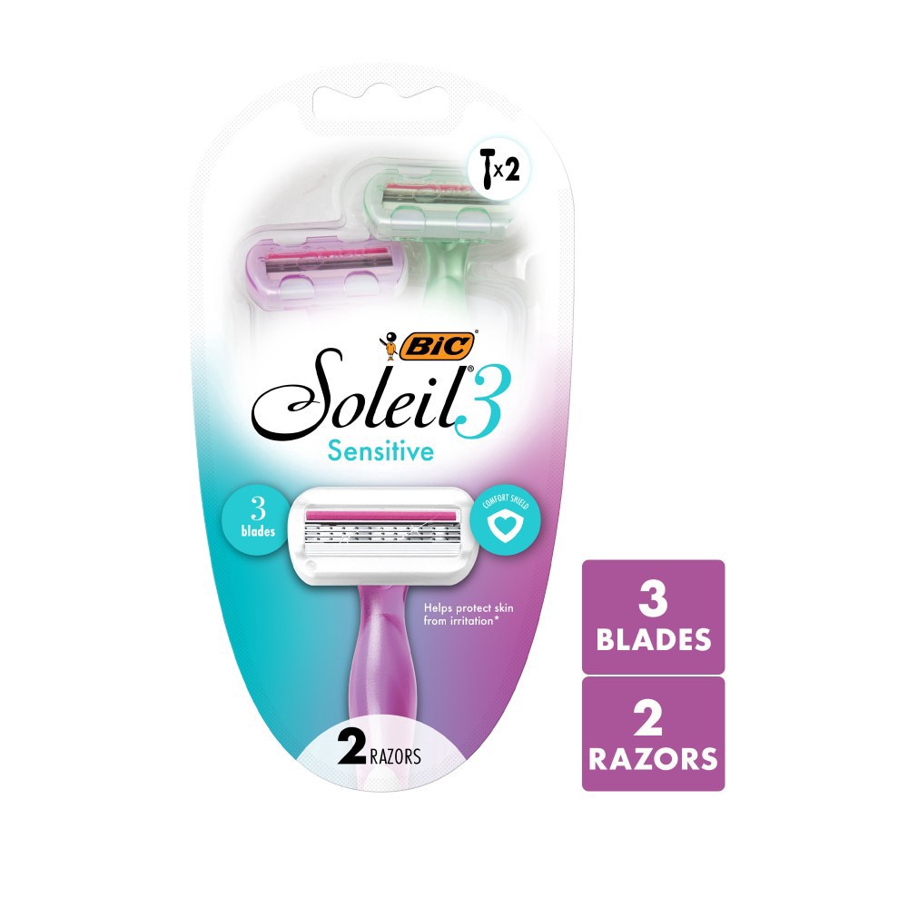 slide 2 of 2, BIC Soleil 3 Sensitive Razors 2 Each, 2 ct