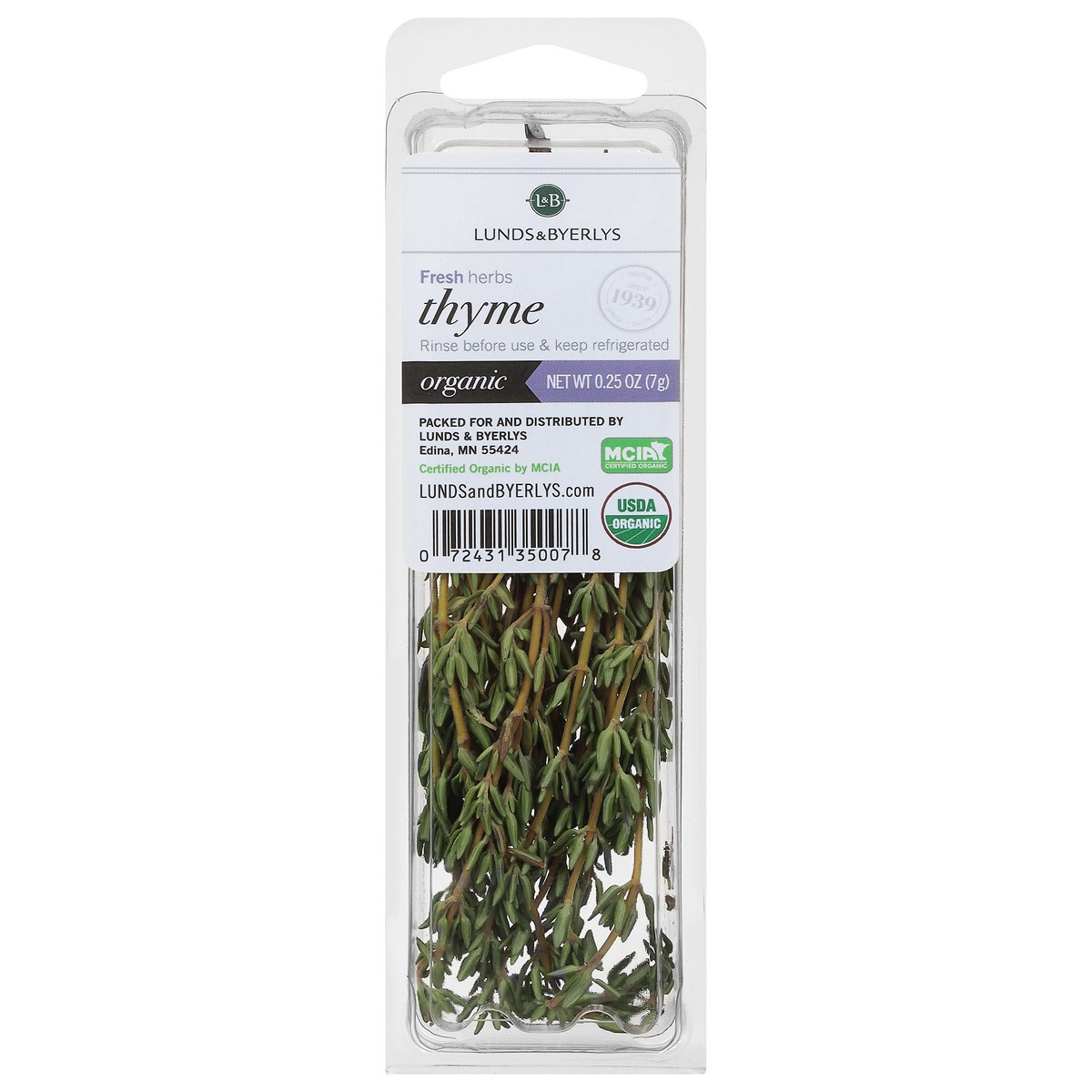 slide 1 of 9, L&B Lunds & Byerlys Fresh Herbs Organic Thyme 0.25 oz, 0.25 oz