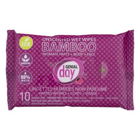 slide 1 of 1, Genial Day Bamboo Feminine Wipes, 10 ct