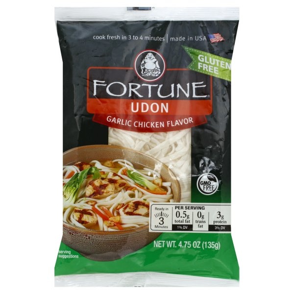slide 1 of 1, Fortune Udon Rice Noodles Garlic Chicken Flavored, 4.75 oz