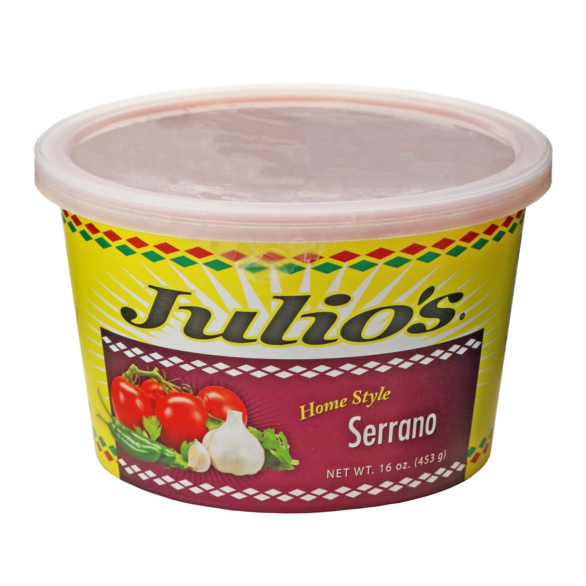 slide 1 of 1, Julio's Homestyle Serrano Salsa, 16 oz