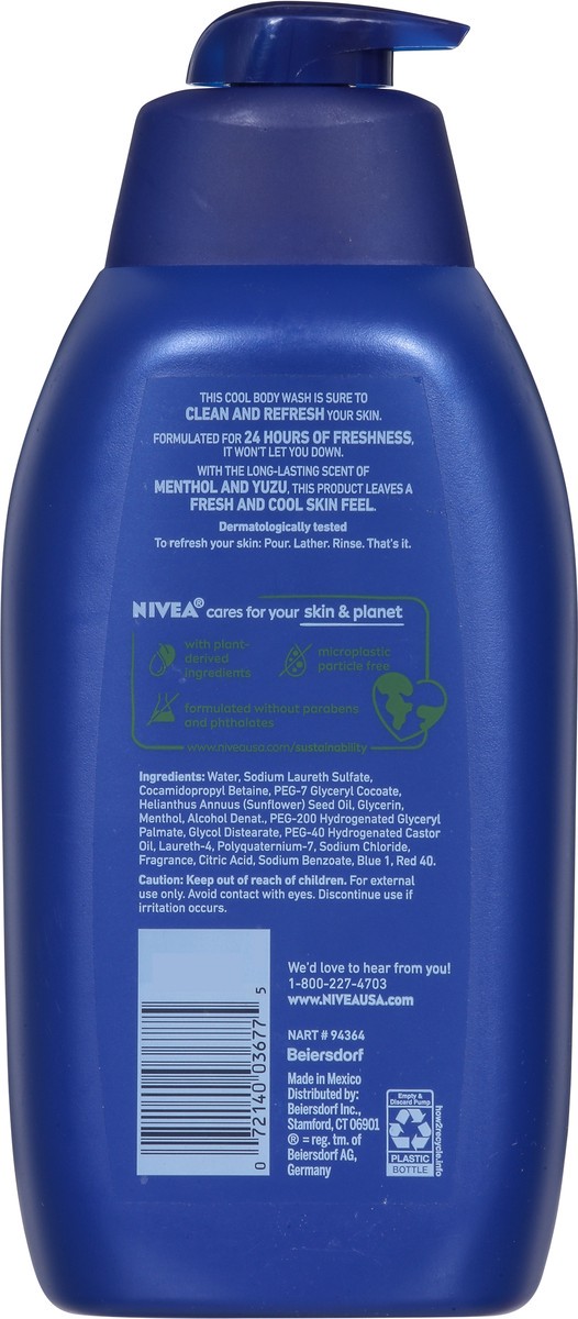 slide 2 of 9, Nivea Men Cool Menthol & Yuzu Body Wash 30 fl oz, 30 fl oz