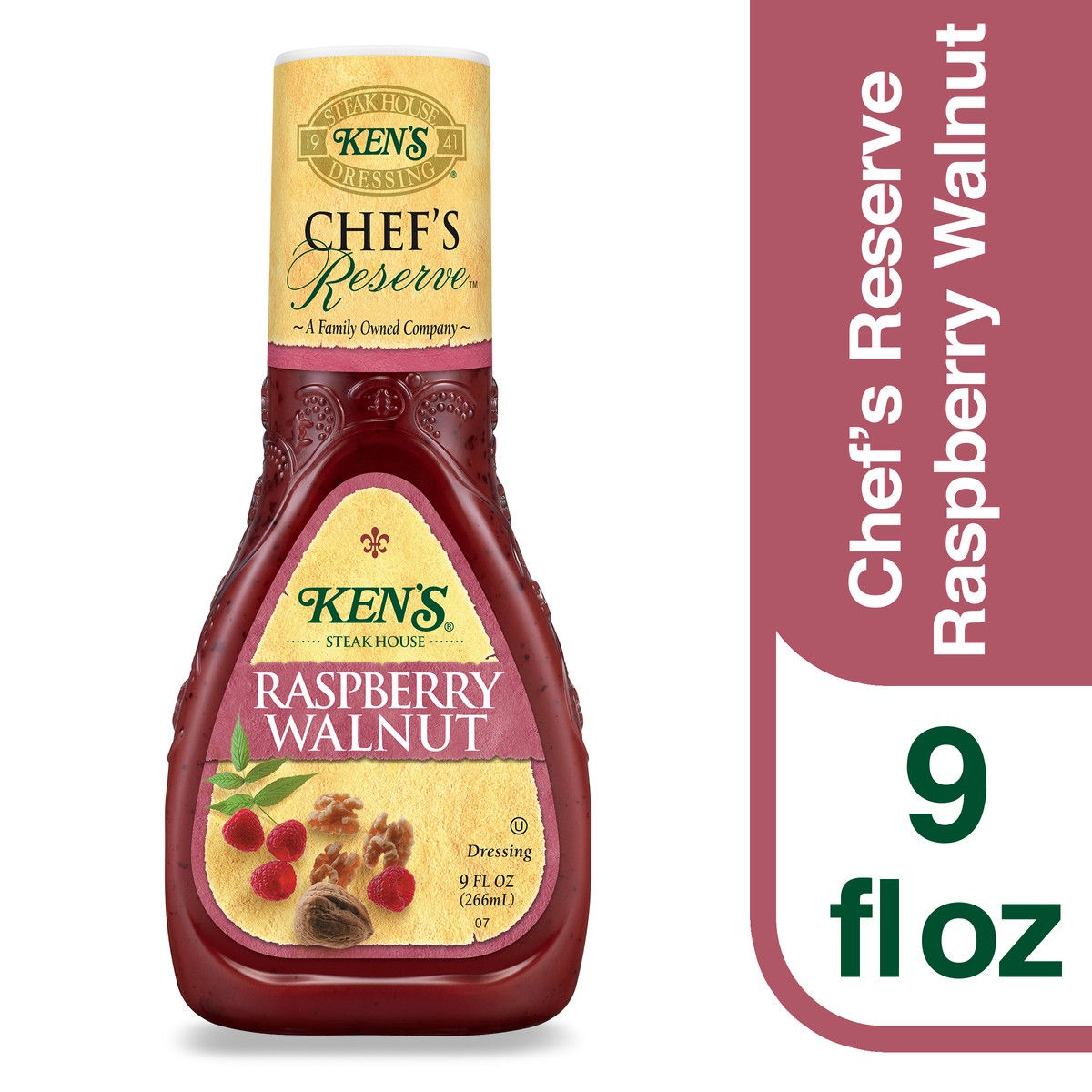 slide 1 of 11, Ken's Steak House Chef's Reserve Raspberry Walnut Salad Dressing 9 fl oz, 9 fl oz