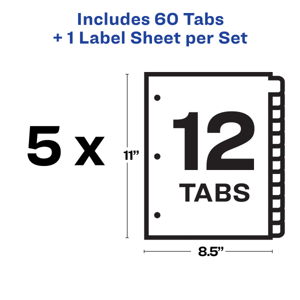 slide 3 of 6, Avery 12-Tab Print & Apply Clear Label Dividers, 5 ct