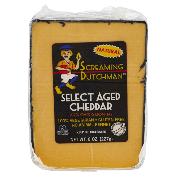 slide 1 of 1, Screaming Dutchman Select Aged Cheddar Cheese, 8 oz