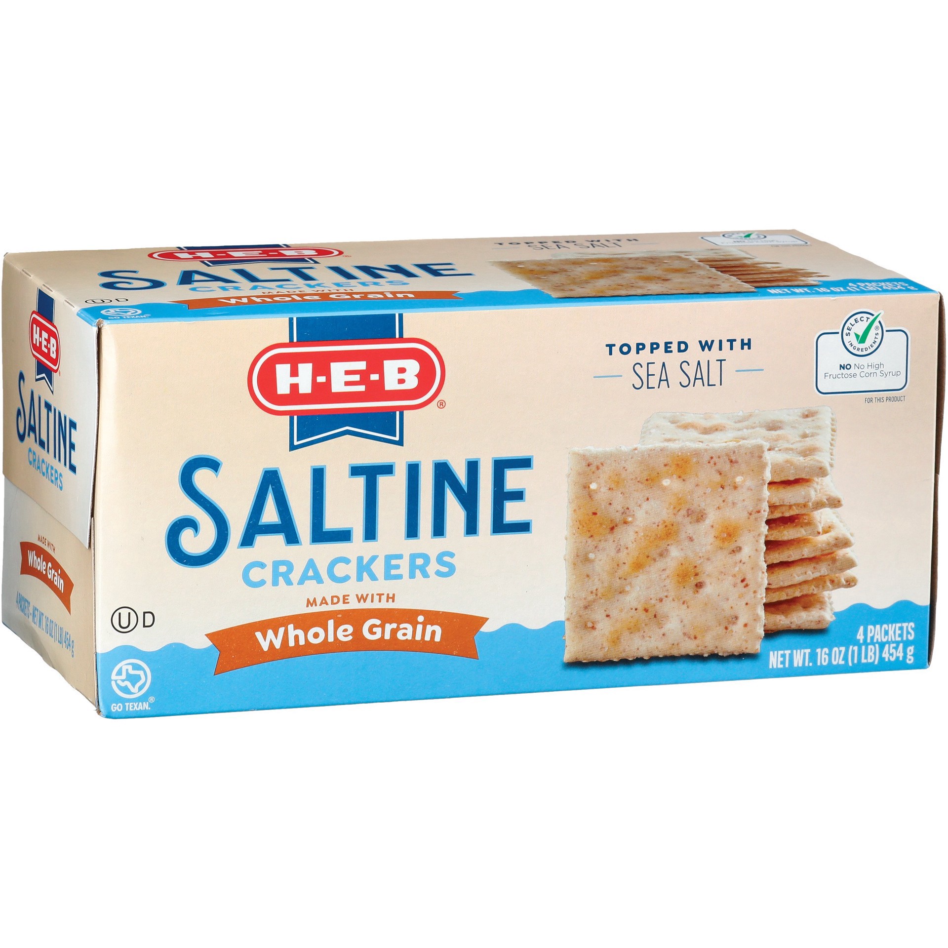 slide 1 of 1, H-E-B Saltine Crackers - Whole Grain, 16 oz