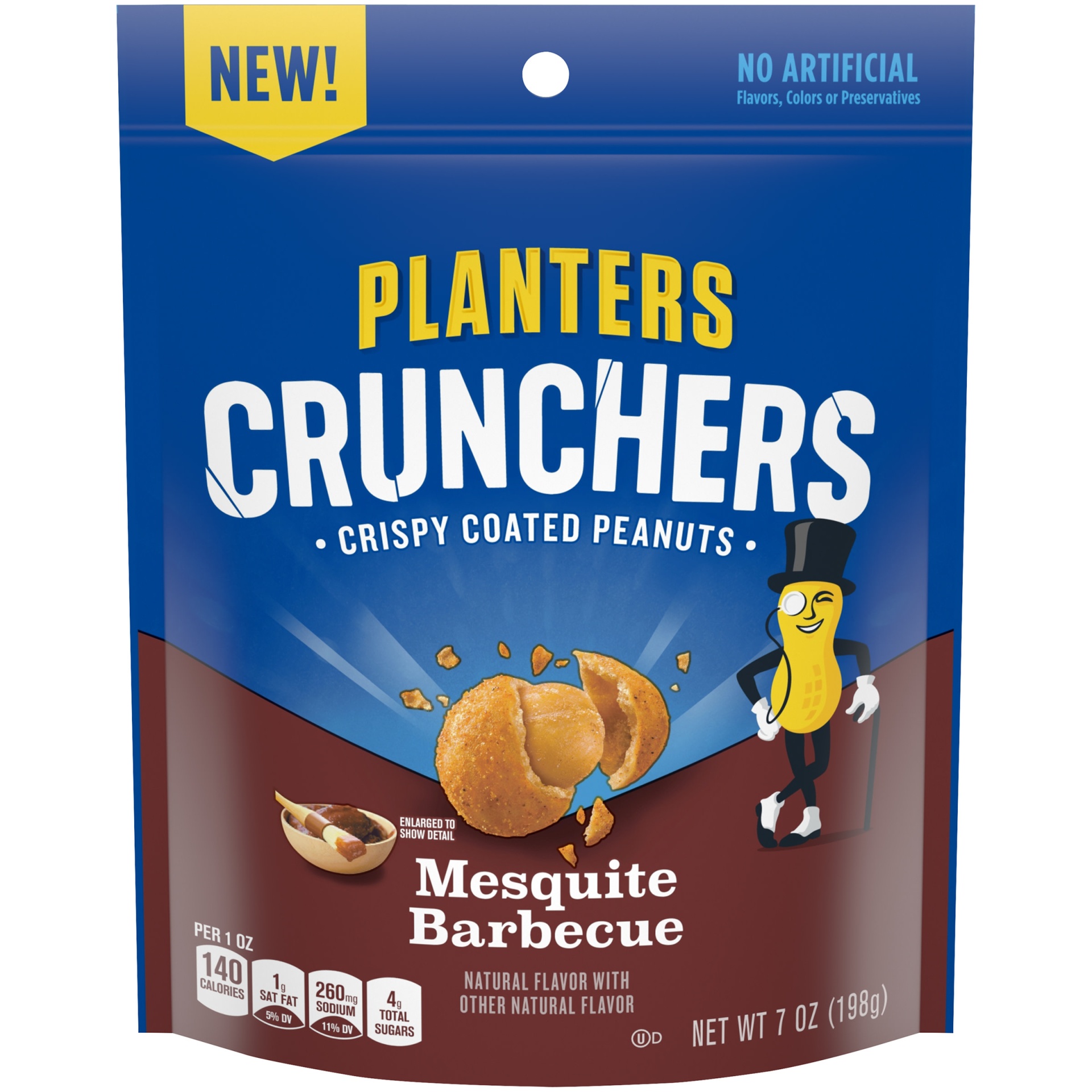 slide 1 of 10, Planters Crunchers Mesquite Barbecue Crispy Coated Peanuts, 7 oz