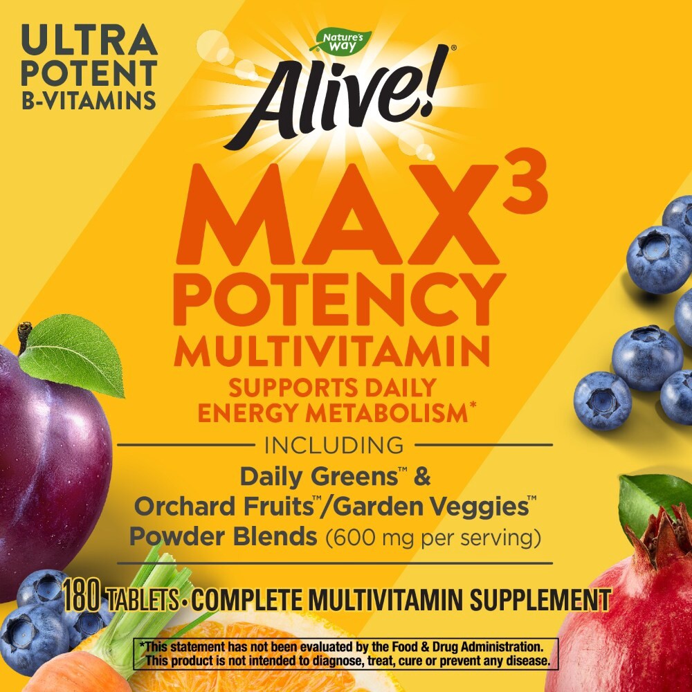 slide 3 of 6, Nature's Way Alive! Max3 Potency Multivitamin, 180 ct