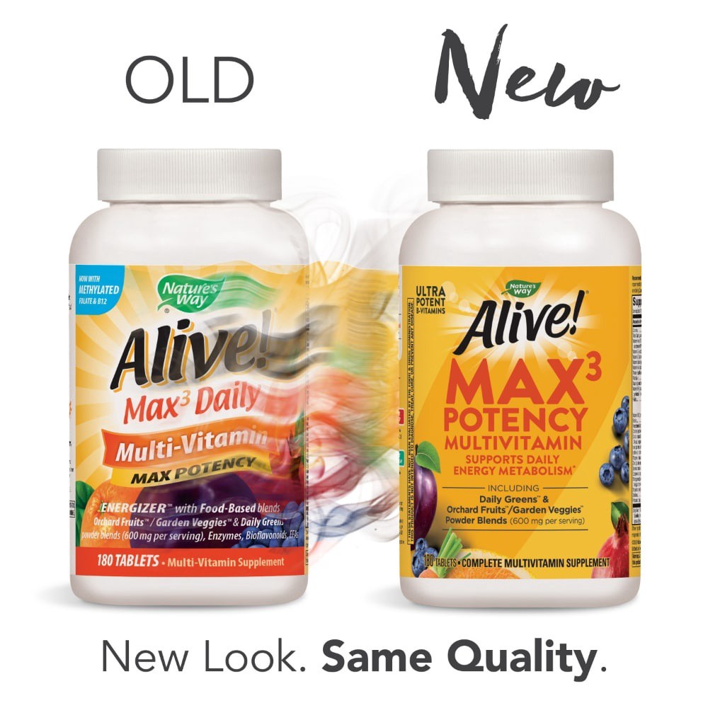 slide 5 of 6, Nature's Way Alive! Max3 Potency Multivitamin, 180 ct