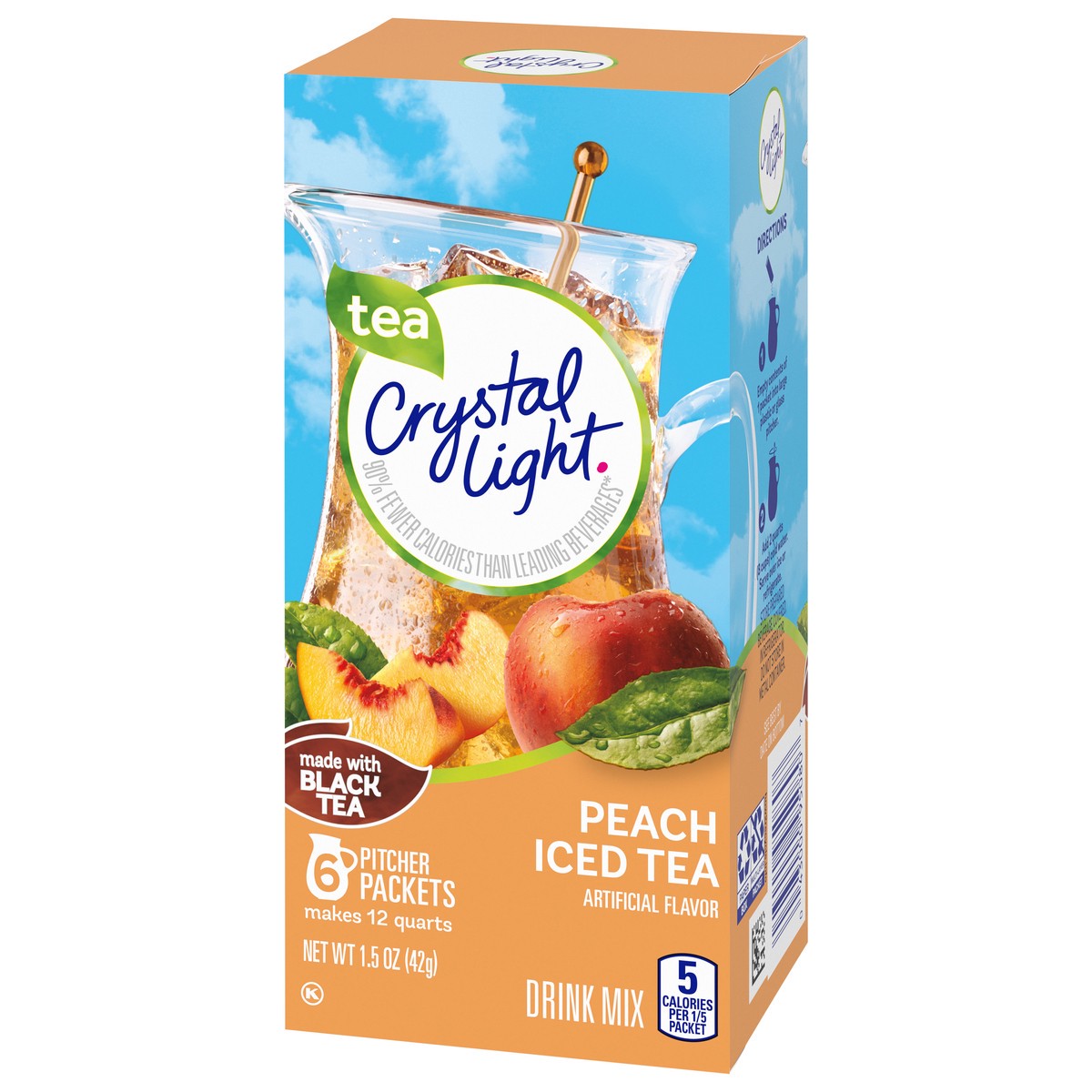 slide 5 of 9, Crystal Light Peach Iced Tea Artificially Flavored Powdered Drink Mix, 6 ct Pitcher Packets, 6 ct