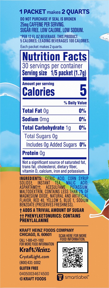 slide 6 of 9, Crystal Light Peach Iced Tea Artificially Flavored Powdered Drink Mix, 6 ct Pitcher Packets, 6 ct