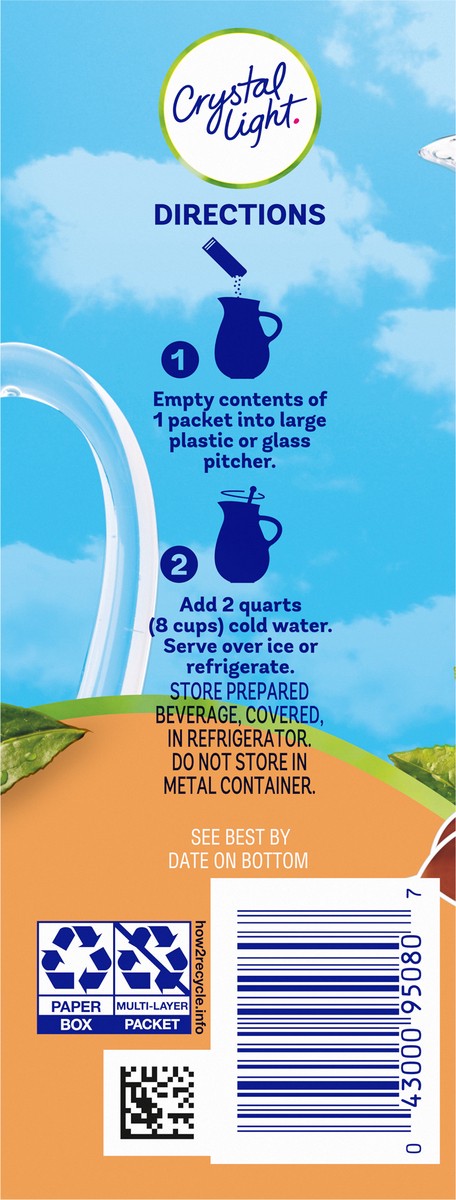 slide 7 of 9, Crystal Light Peach Iced Tea Artificially Flavored Powdered Drink Mix, 6 ct Pitcher Packets, 6 ct