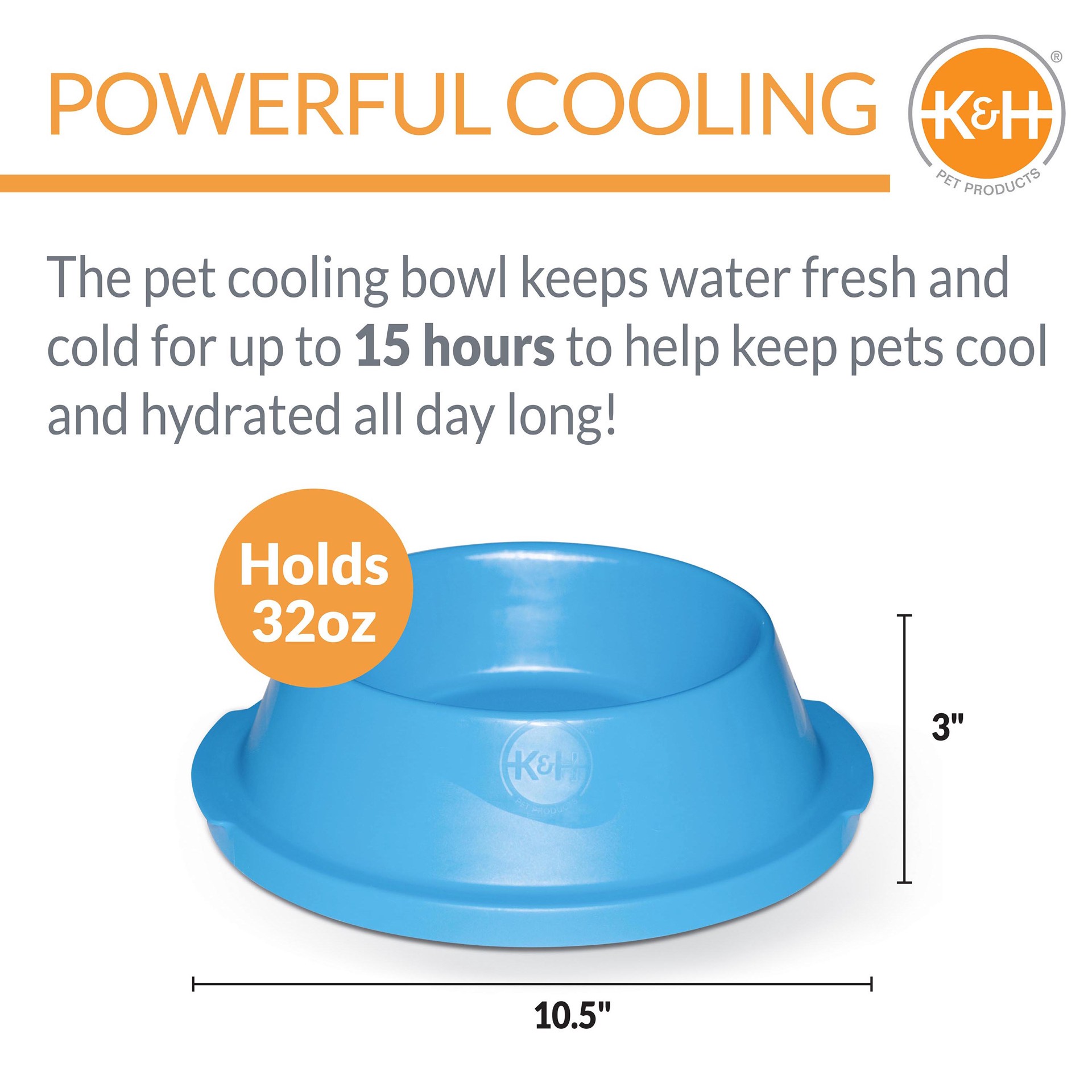 slide 5 of 8, K & H K&H Pet Products Coolin' Pet Bowl Sky Blue 32 Ounces, 32 oz