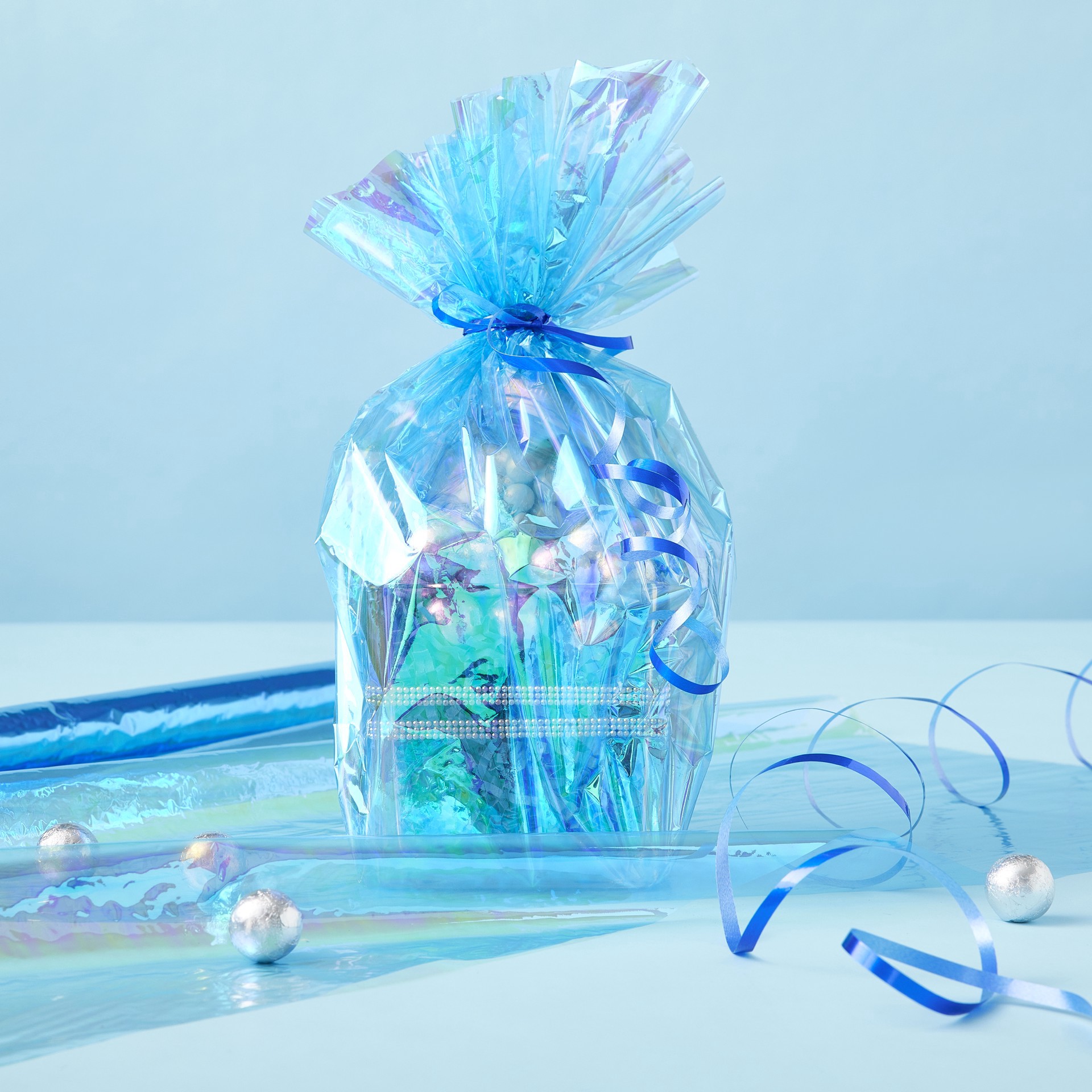 slide 2 of 2, Iridescent Packaging Wrap By Celebrate It, 30 in x 10 ft