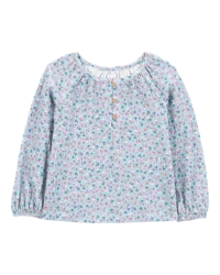 Carter's Baby Floral Gauze Long-Sleeve Top - Floral Blue 6M