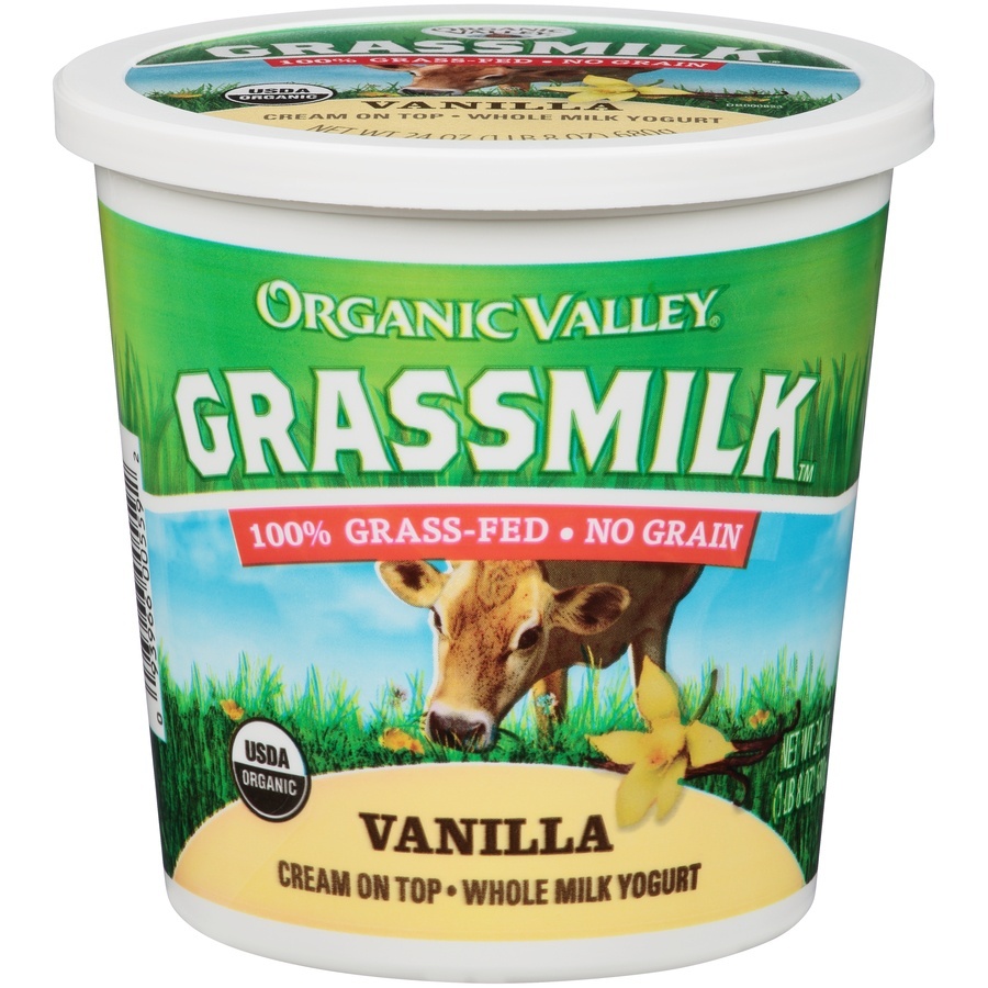 slide 1 of 8, Organic Valley Grassmilk Vanilla Whole Milk Yogurt, 24 fl oz