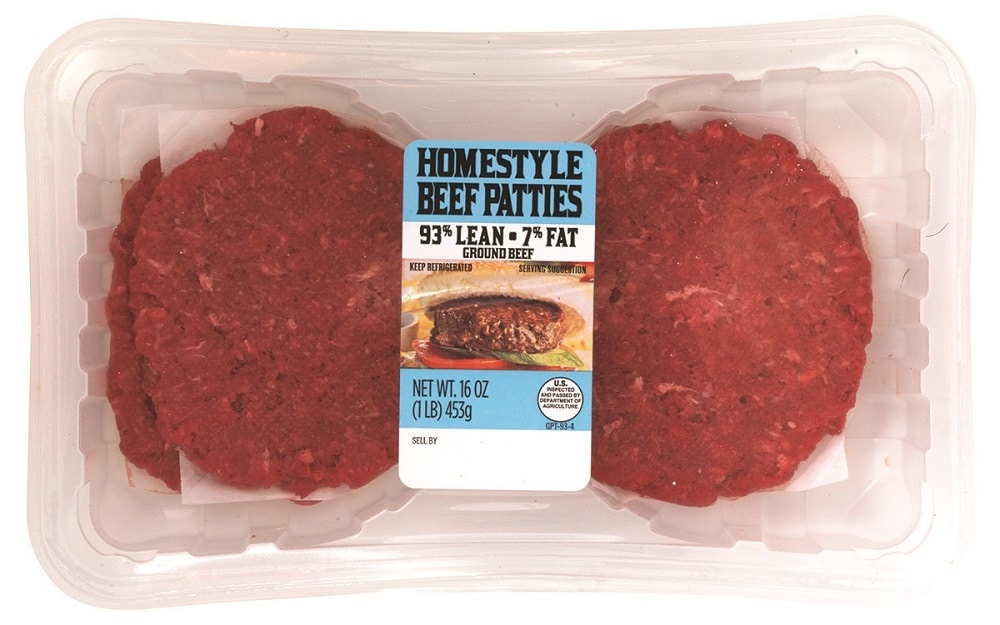 slide 1 of 1, Homestyle Beef Patties Ground Beef 93% Lean, 4 ct; 4.8 oz