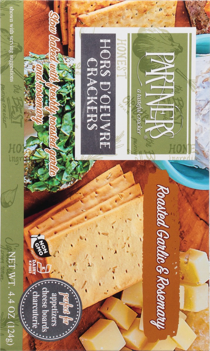 slide 6 of 9, Partners Hors D'oeure Roasted Garlic & Rosemary Crackers 4.4 oz, 4.4 oz