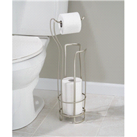 slide 3 of 9, InterDesign Axis Free Standing Toilet Paper Holder for Bathroom, Satin, 1 ct