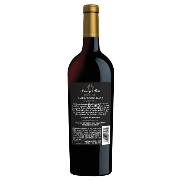 slide 6 of 16, Menage a Trois Midnight Dark Red Wine Blend, 750mL Wine Bottle, 13.8% ABV, 750 ml