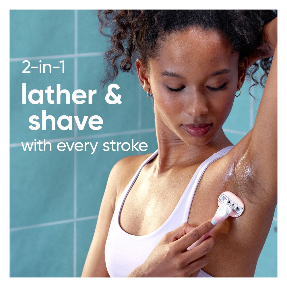 slide 3 of 6, Venus Comfortglide Women's Razor White Tea with Reusable Razor Handle, 1 Refill and Shower Holder, 1 ct