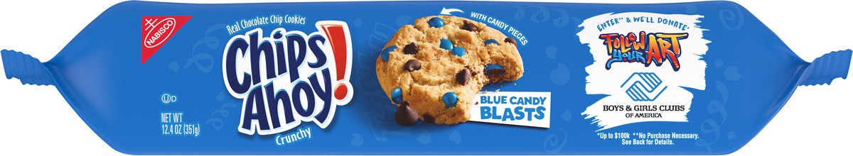 slide 3 of 9, CHIPS AHOY! Blue Candy Blast Chocolate Chip Cookies, Boys & Girls Club Follow Your Art Limited Edition, 12.4 oz, 12 oz
