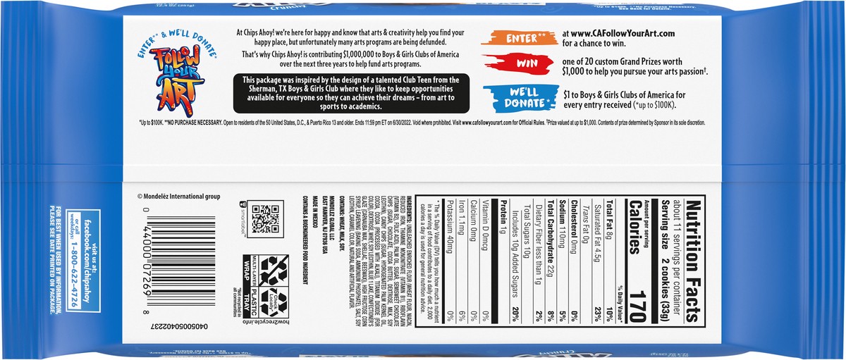 slide 7 of 9, CHIPS AHOY! Blue Candy Blast Chocolate Chip Cookies, Boys & Girls Club Follow Your Art Limited Edition, 12.4 oz, 12 oz
