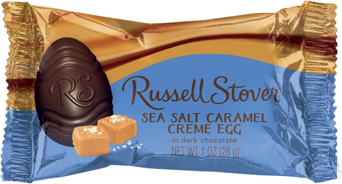 slide 1 of 1, Russell Stover Sea Salt Caramel Creme Egg In Dark Chocolate, 1 oz