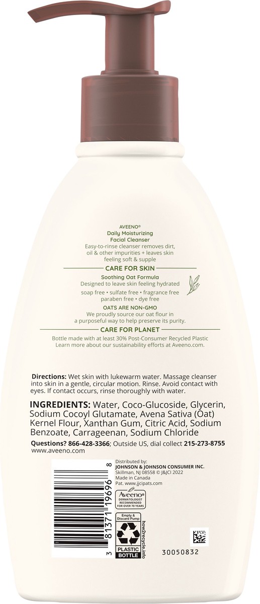 slide 7 of 7, Aveeno Daily Moisturizing Facial Cleanser, Soothing Oat, 12 fl. oz, 12 fl oz