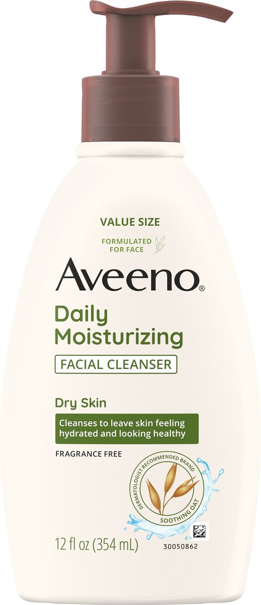slide 5 of 7, Aveeno Daily Moisturizing Facial Cleanser, Soothing Oat, 12 fl. oz, 12 fl oz