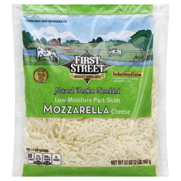 slide 1 of 1, First Street Shredded Mozzarella Cheese, 2 lb