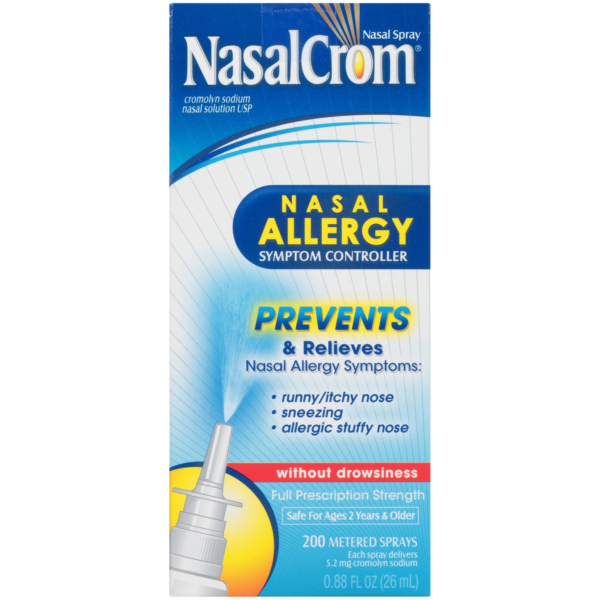 slide 2 of 10, NasalCrom Nasal Spray Allergy Symptom Controller, 200 Sprays, .88 FL OZ, 0.88 fl oz