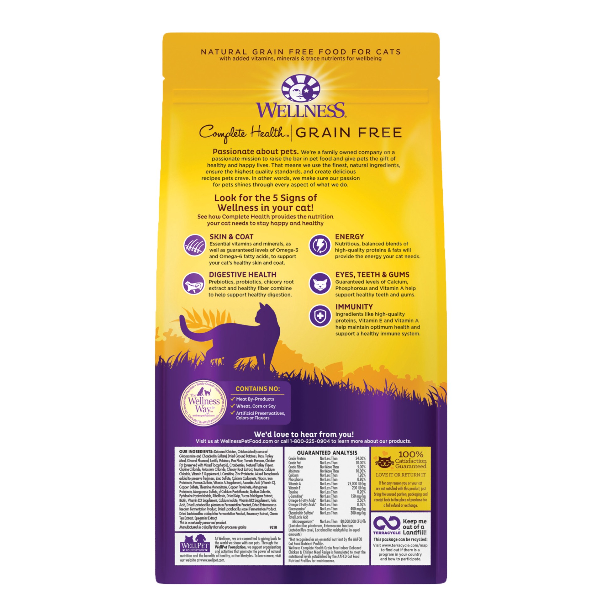 slide 5 of 5, Wellness Complete Health Grain-Free Indoor Deboned Chicken Recipe Dry Cat Food, 5.5 Pound Bag, 1 ct