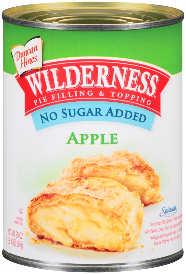 slide 1 of 1, Duncan Hines Wilderness No Sugar Added Apple Pie Filling Topping, 20 oz