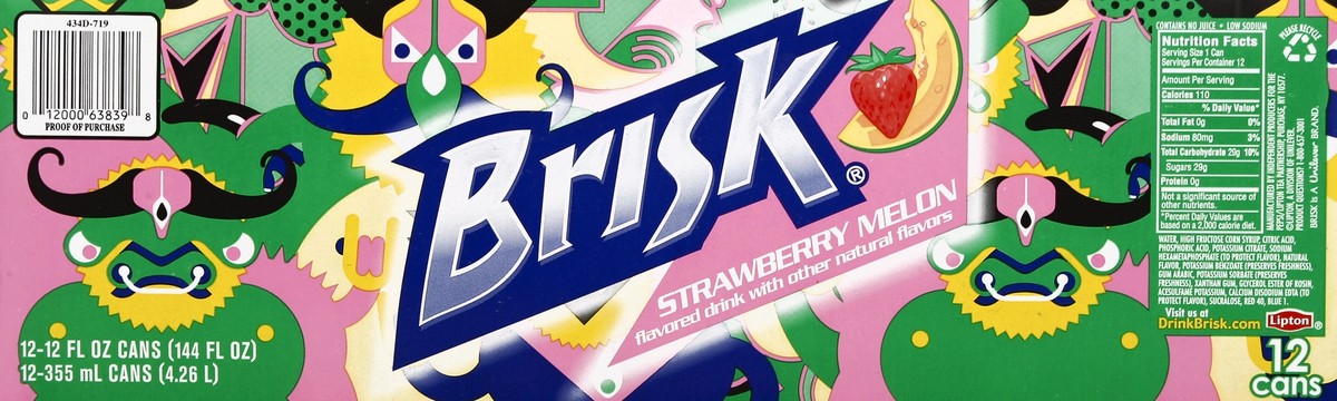 slide 2 of 7, Brisk Flavored Drink 12 ea, 12 ct; 12 fl oz