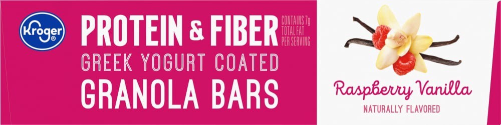 slide 5 of 5, Kroger Protein & Fiber Raspberry Vanilla Greek Yogurt Coated Granola Bars, 5 ct; 1.41 oz