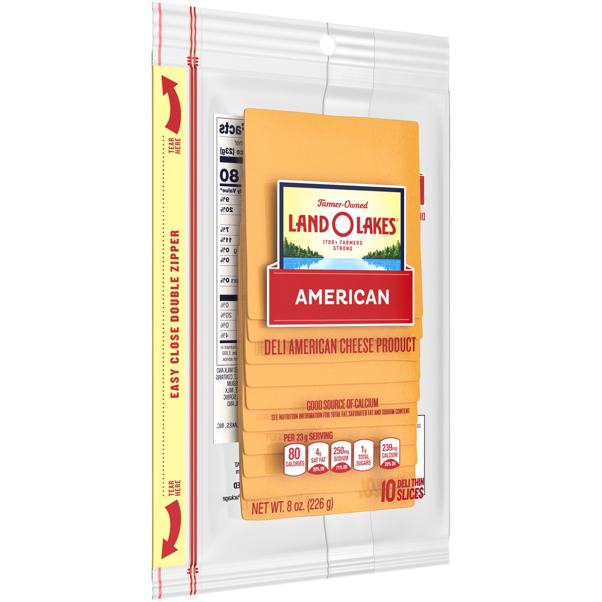 slide 2 of 5, Land O'Lakes Yellow Deli American Cheese Product, 10 Slices, 8 oz Pack, 8 oz