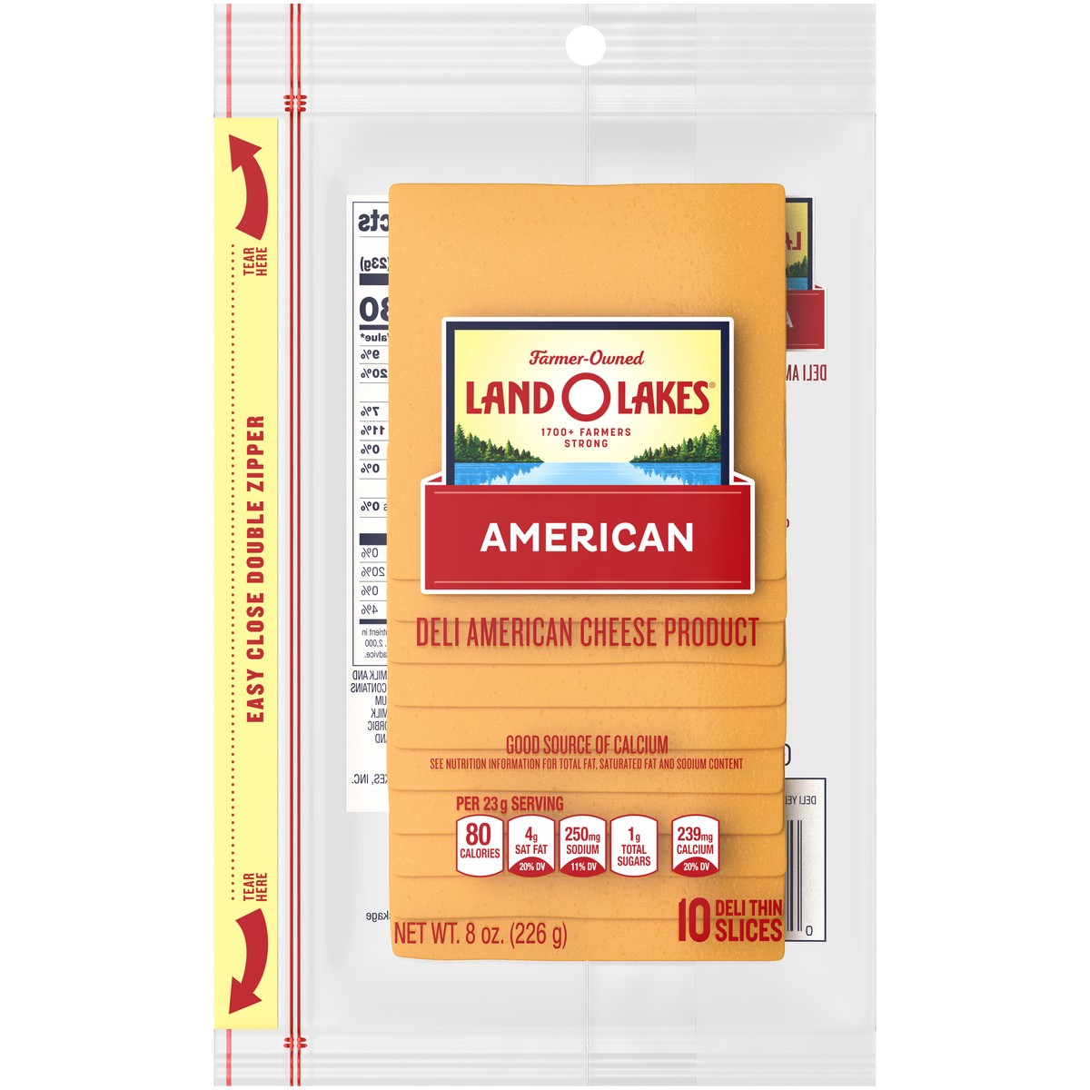 slide 5 of 5, Land O'Lakes Yellow Deli American Cheese Product, 10 Slices, 8 oz Pack, 8 oz