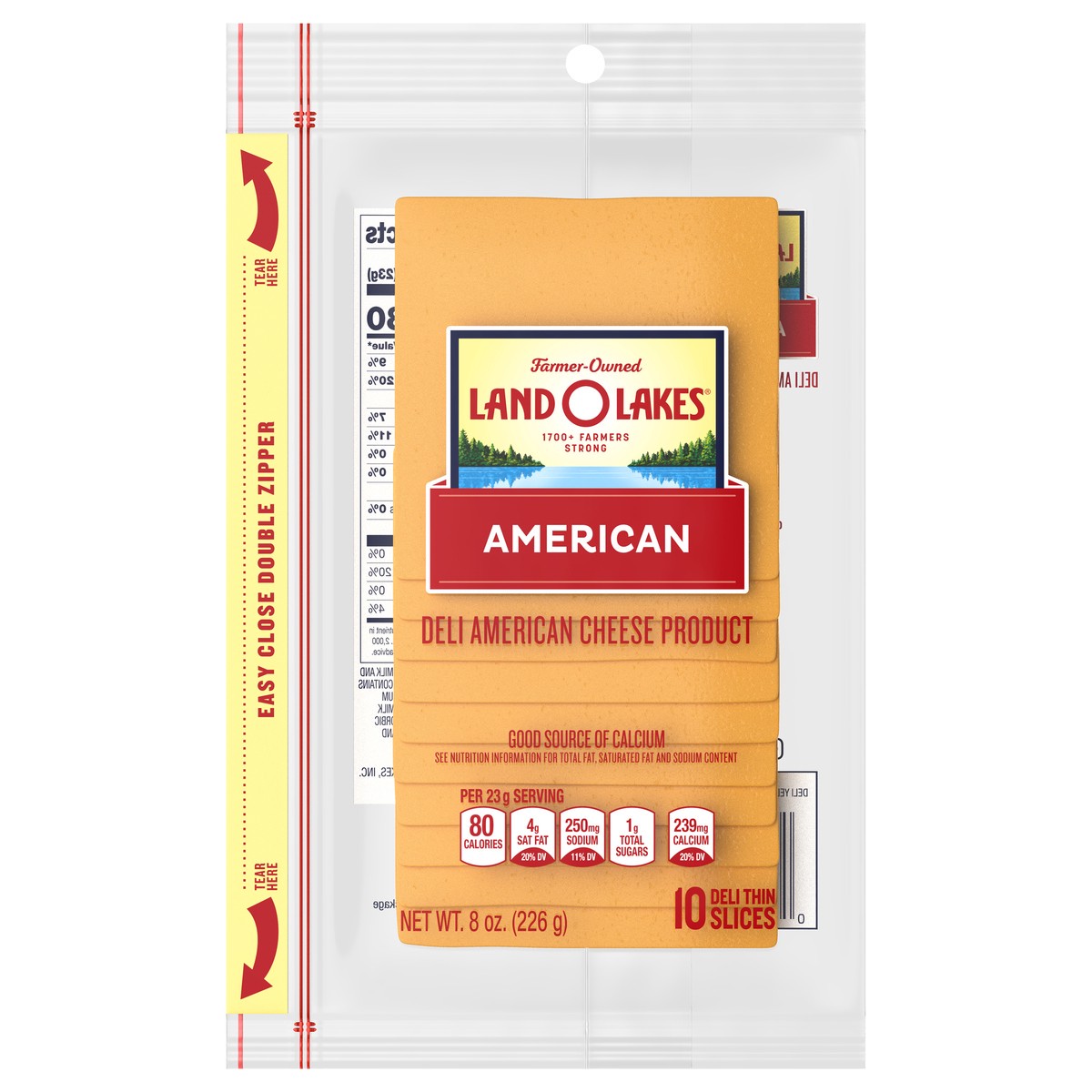 slide 1 of 5, Land O'Lakes Yellow Deli American Cheese, Packaged Sliced Cheese, 8oz, 10 Slices, 10 ct